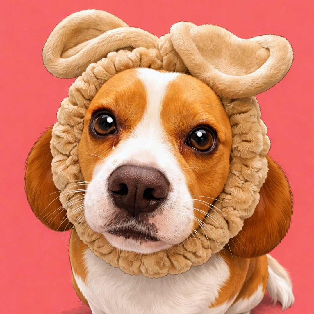My dog Eevee being ever tolerant with my headband on her noggin.